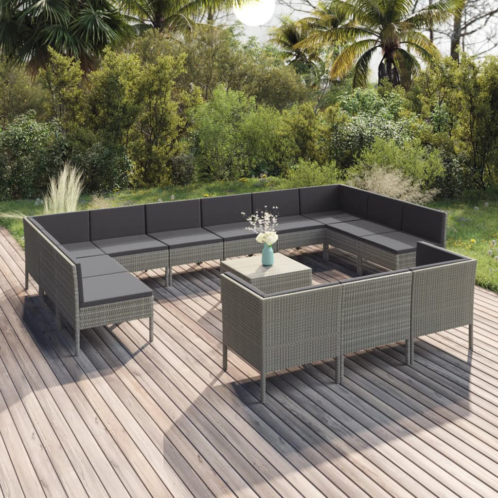 11-Sitzer Lounge-Set Ahmiya aus Polyrattan mit Polster