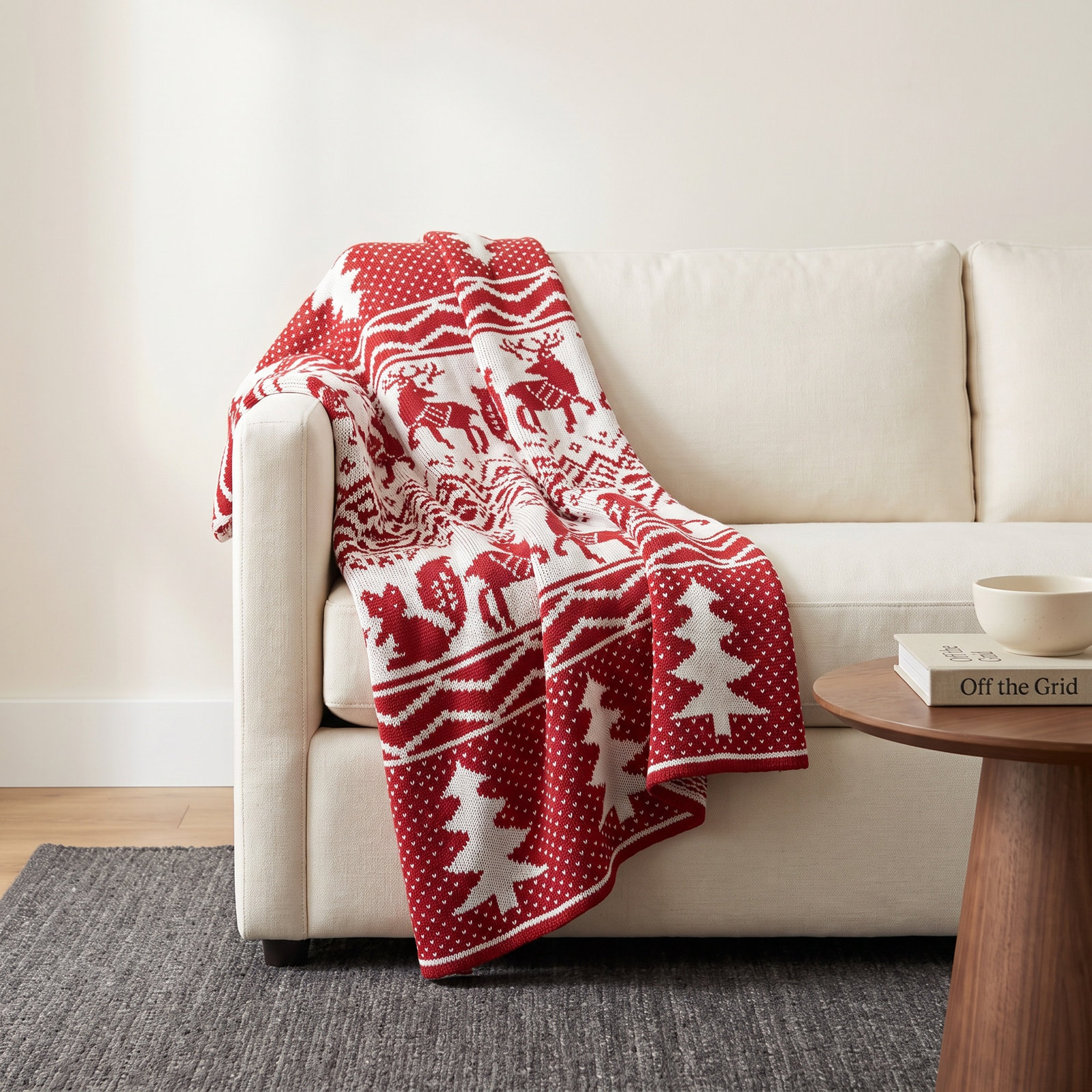Max Knit Throw Blanket, Winter Woodland