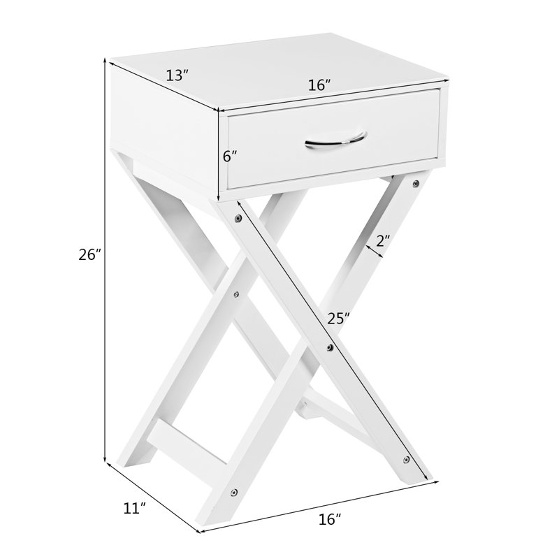 Table de chevet 1 tiroir Neyo, Blanc, 2