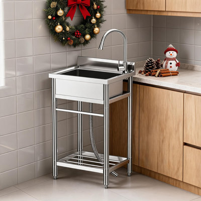 Freestanding Single Bowl Stainless Steel Kitchen Sink