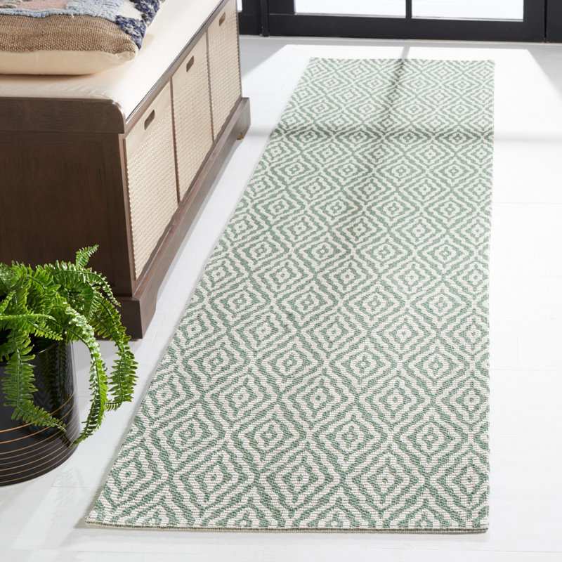 Tapis géométrique en coton Martha Stewart, Tapis de couloir 2 pi x 8 pi
