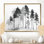 «Black and White Tall Pine Tree Forest», art sur toile, art naturel noir
