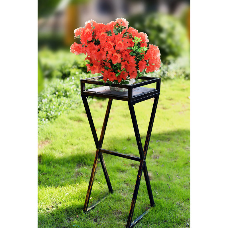 Support pour plante 35,5 "avec dalle de pierre grise - 14,47" X