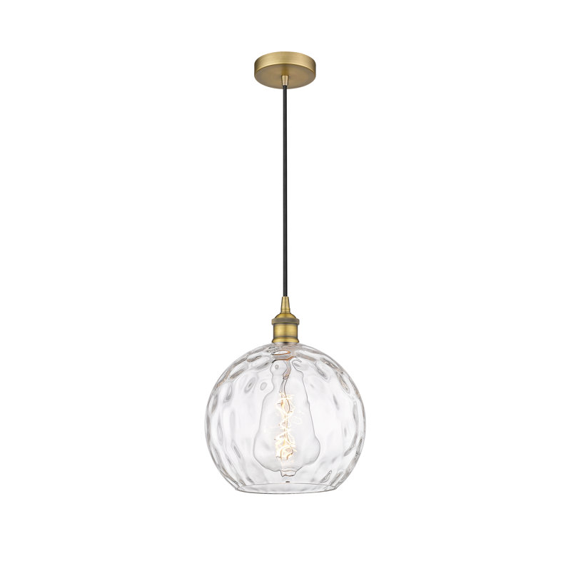 Luminaire suspendu simple à 1 lumière Ralph, H 12,75 po x l 10 po x P 10 po, Laiton brossé