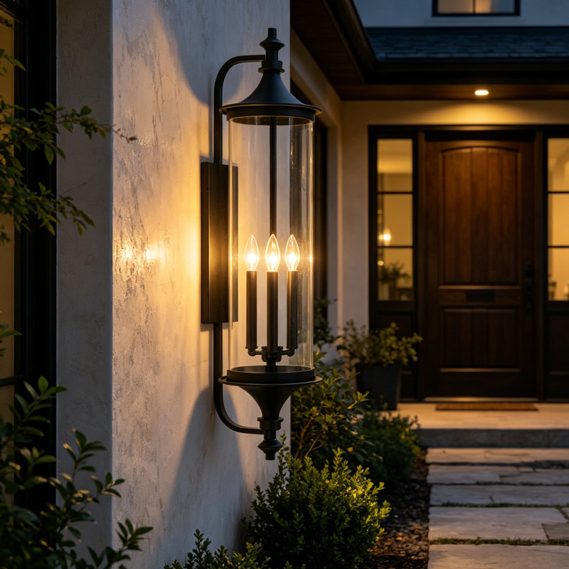 32.7'' Glass Shade Outdoor Wall Light