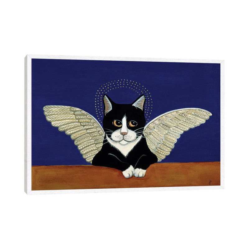 Angel Cat by Jan Panico - Print on Canvas, 66.04 cm H x 45.72 cm W, White Framed