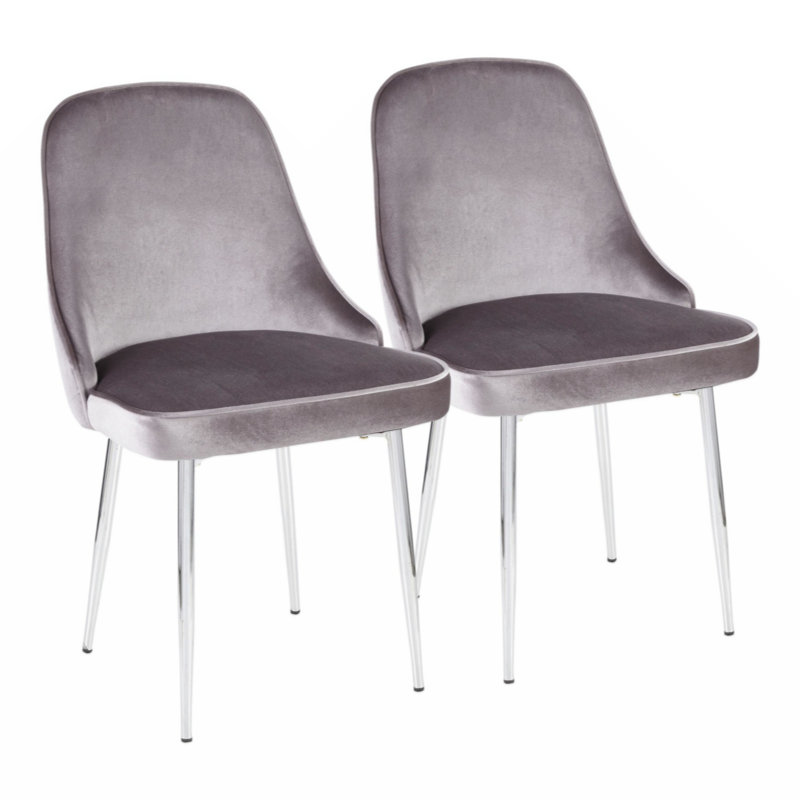 Chaise d'appoint en velours Treyton, Argent, Noir
