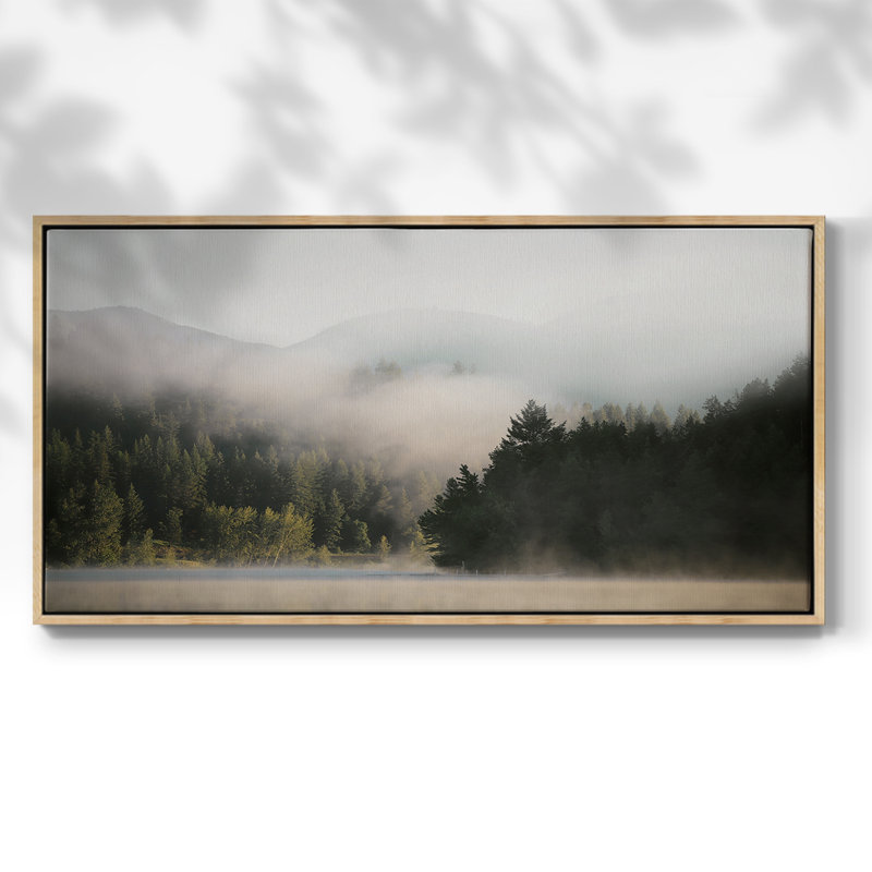 Misty Serenity - Toile tendue avec châssis encadré - Prêt à être accroché, H 25 po x l 49 po, Naturel