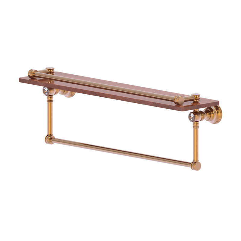 Freyja Ironwood Bracket Shelf with Towel Bar, Brushed Bronze, 5.54" H x 22" W x 7.4" D