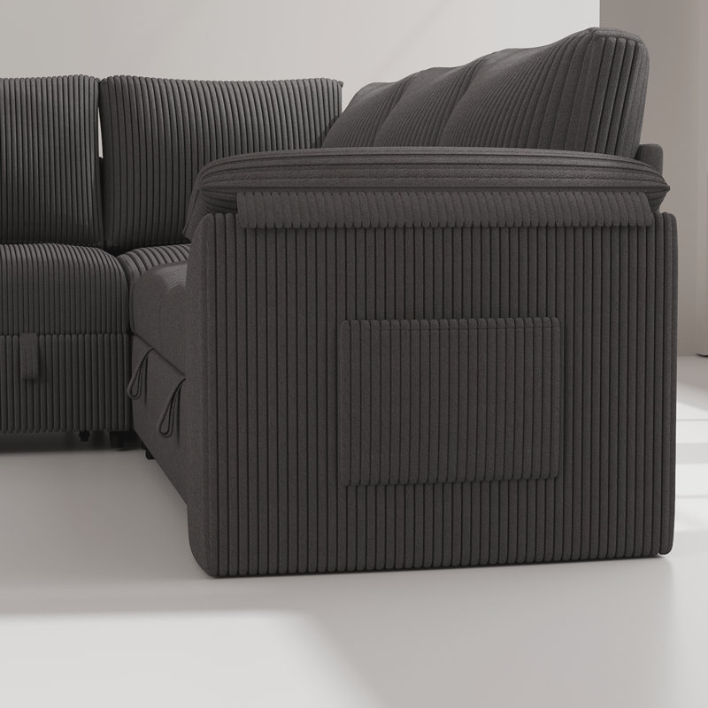 107" Cloud Modular Sectional Sofa with Ottoman,Modern Corduroy Couch for Living Room,7 Seat Sofa with Storage,U-Shaped Sofa,Random Combination