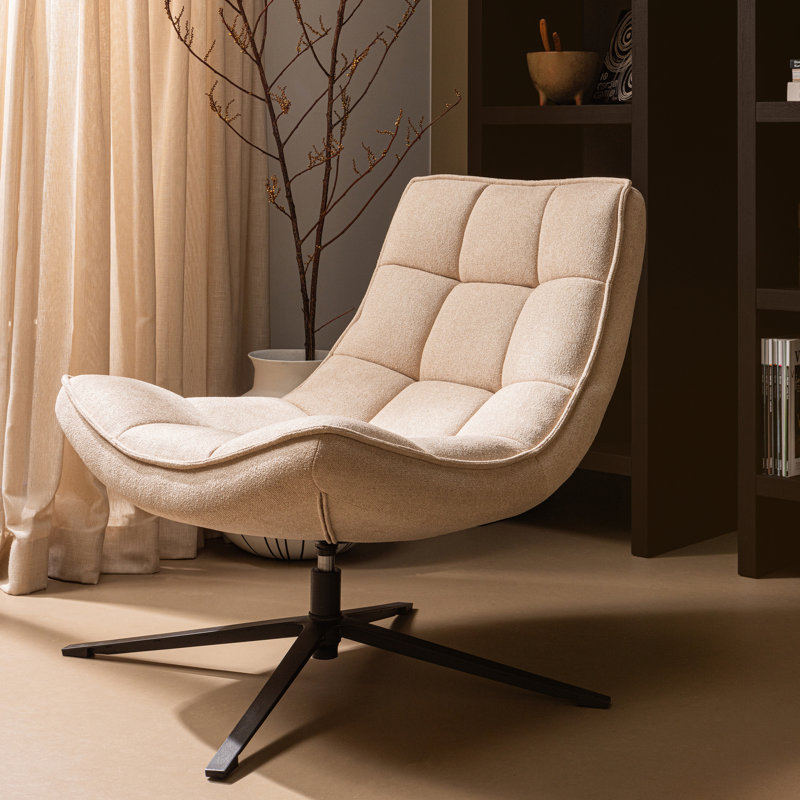 Maudi Upholstered Swivel Accent Chair, Beige
