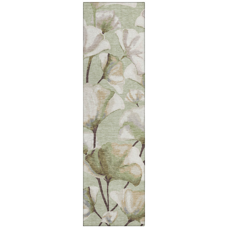 Machine Washable Indoor/Outdoor Raemoore ACN2405 Botanical Rug, Runner 2'3" x 7'6"