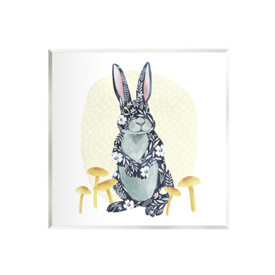 Au-578-Giclee " Floral Rabbit & Mushrooms " by Grace Popp