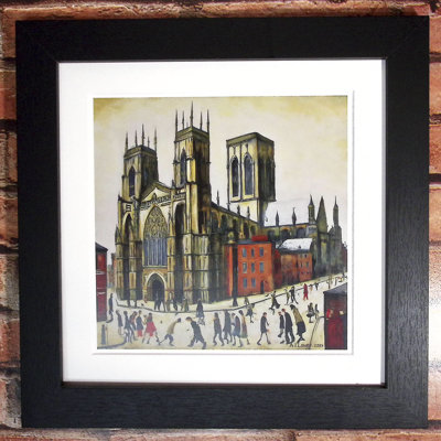 Lowry Style - Framed Print of York Minster - 12" Square Black Ash Frame