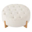 Repose-pieds rond capitonné 32 po avec pieds en bois massif, table basse moderne avec boutons capitonnés, lignes passepoilées, repose-pieds en chenille pour le salon-395992832