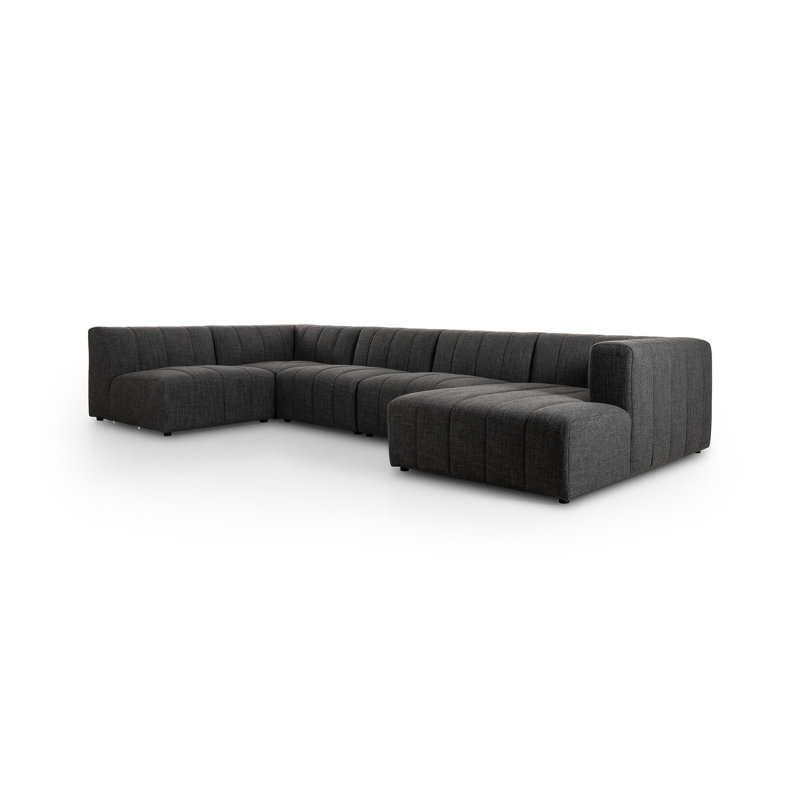 Langham Modular Sectional, Saxon Charcoal Polyester Blend, Right Hand Facing