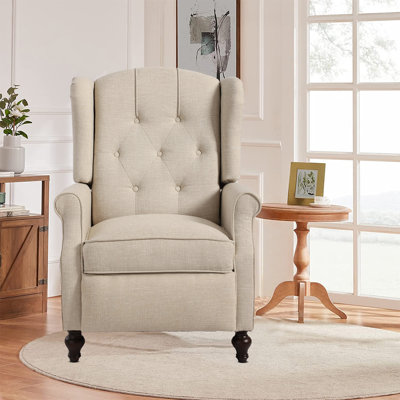 Upholstered Push Back Recliner Chair with Heat and Massage Function For Living Room