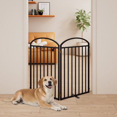 Barrière pour chien autoportante 2 panneaux Snuowu, 48 po de large et 36 po de hauteur pour chien pour l'intérieur et l'extérieur. Clôtures pliables pour animaux de compagnie pour portes, maison, escaliers, porche, terrasse, cour