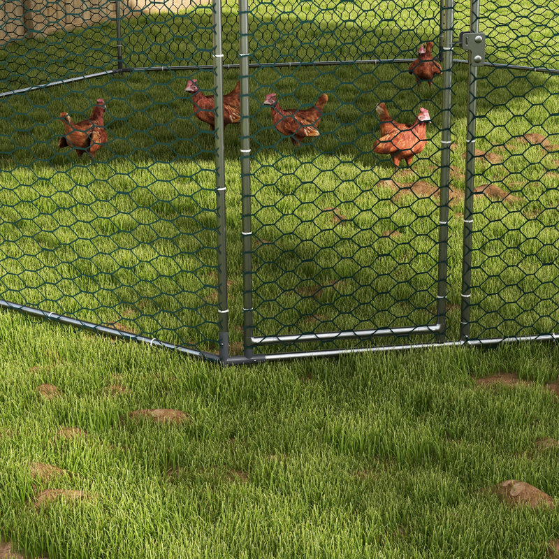 Cage de poulailler en métal et housse imperméable, spacieuse pour le poulet, les canards, les lapins, la cage de ferme extérieure, 17 pi x 15,7 pi 9 po, utilisation pour la cour des canards,