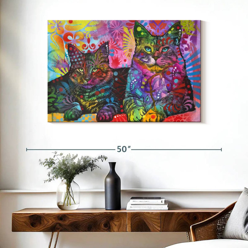 Deux chats, H 26 po x l 39 po