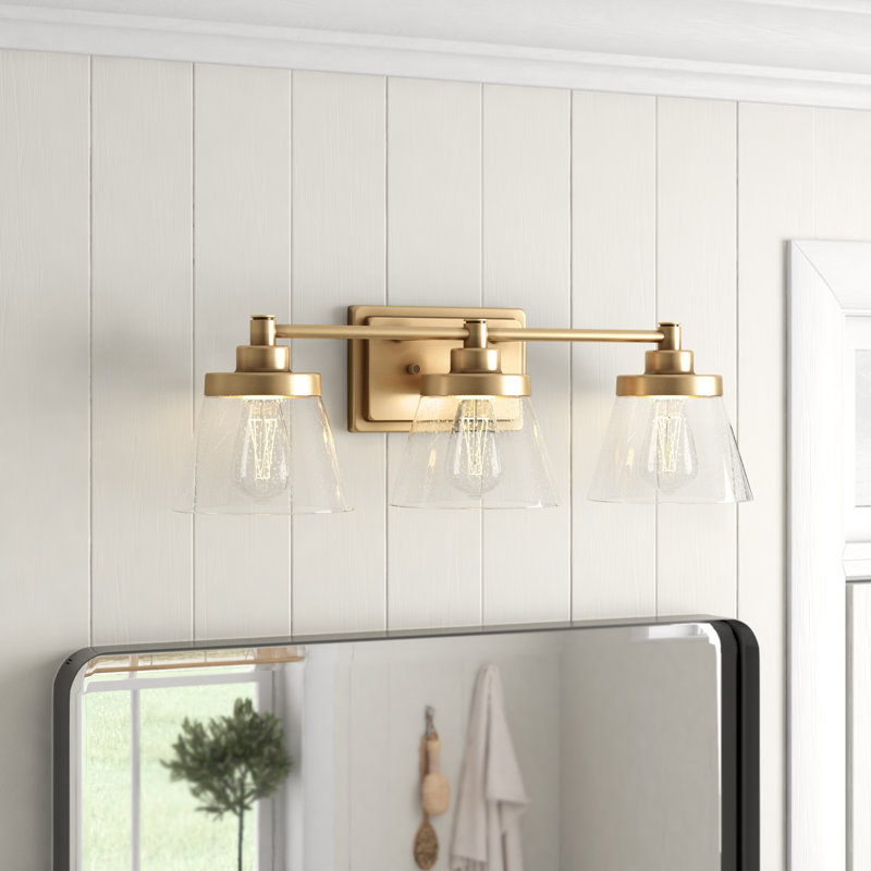 Éclairage pour meuble-lavabo à 3 lumières à intensité variable Rawtenstall, Laiton rétro