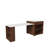 80-Inch Expandable Kitchen Island With Dining Table, Marble-Grain Countertop With Power Outlet, Mobile Storage Cart With Cabinet & 2 Drawers, Walnut Finish Kitchen Prep Table