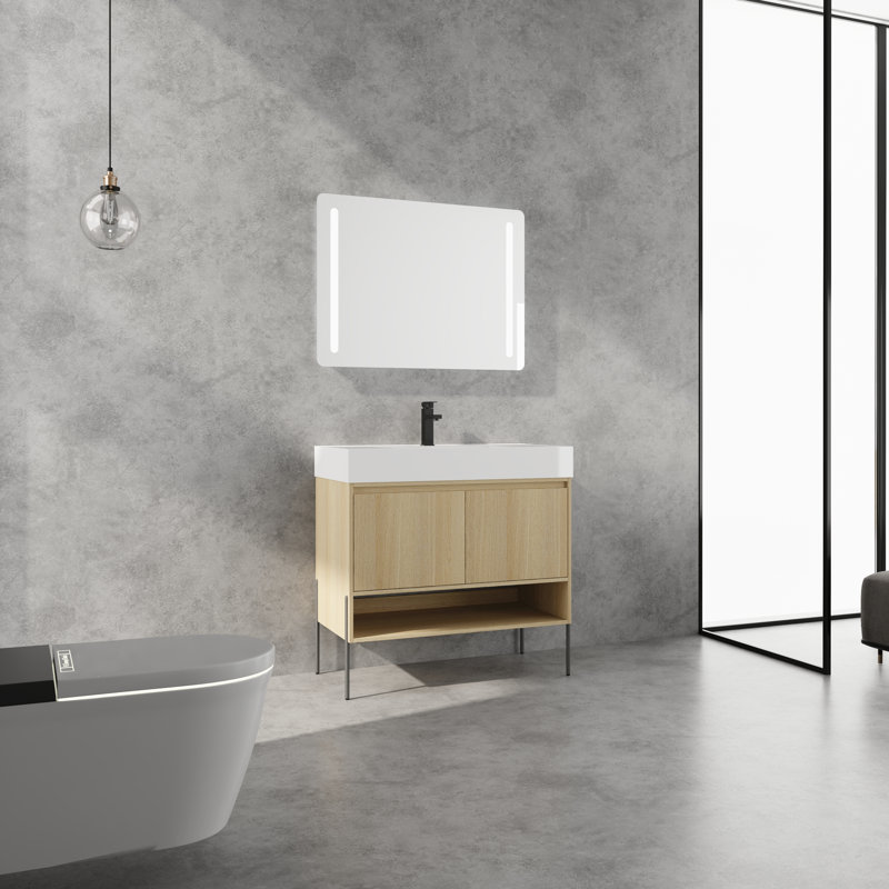 Meuble-lavabo simple 36,04 po avec plateau en résine Jackalyn