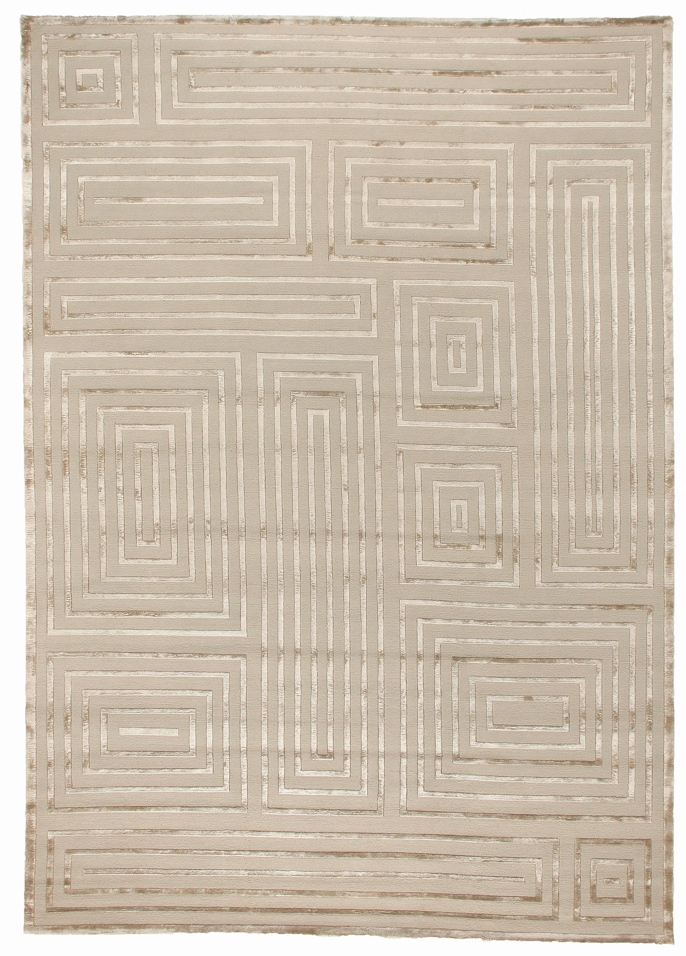 EXQUISITE RUGS Metro-Velvet Geometric Hand-Knotted Area Rug in Beige ...