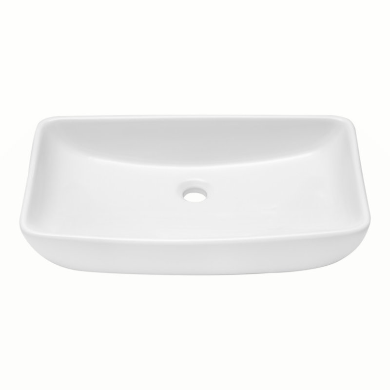 24" x 15" White Ceramic Rectangular Bathroom Vessel Sink