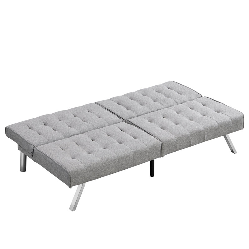 Bed Futon Grey, With Wood Frame And Stainless Leg Multifunctional Grey Futon, & Leg, Stylish Practical