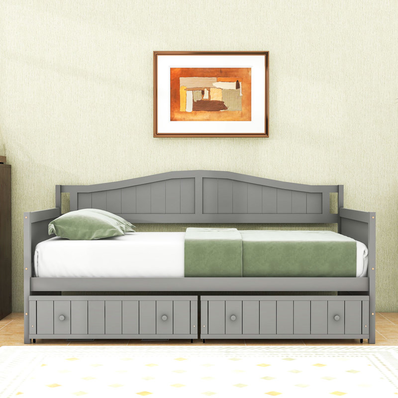 Twin Size Daybed with Storage Drawers, Gray