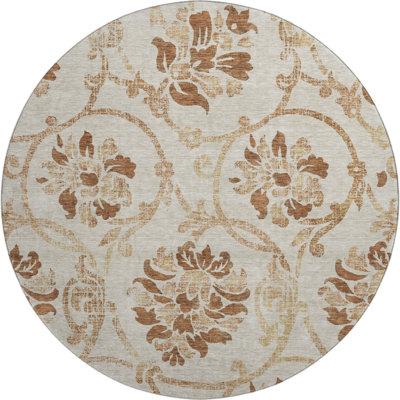 Premium Machine Washable Prisco Terracotta Rug