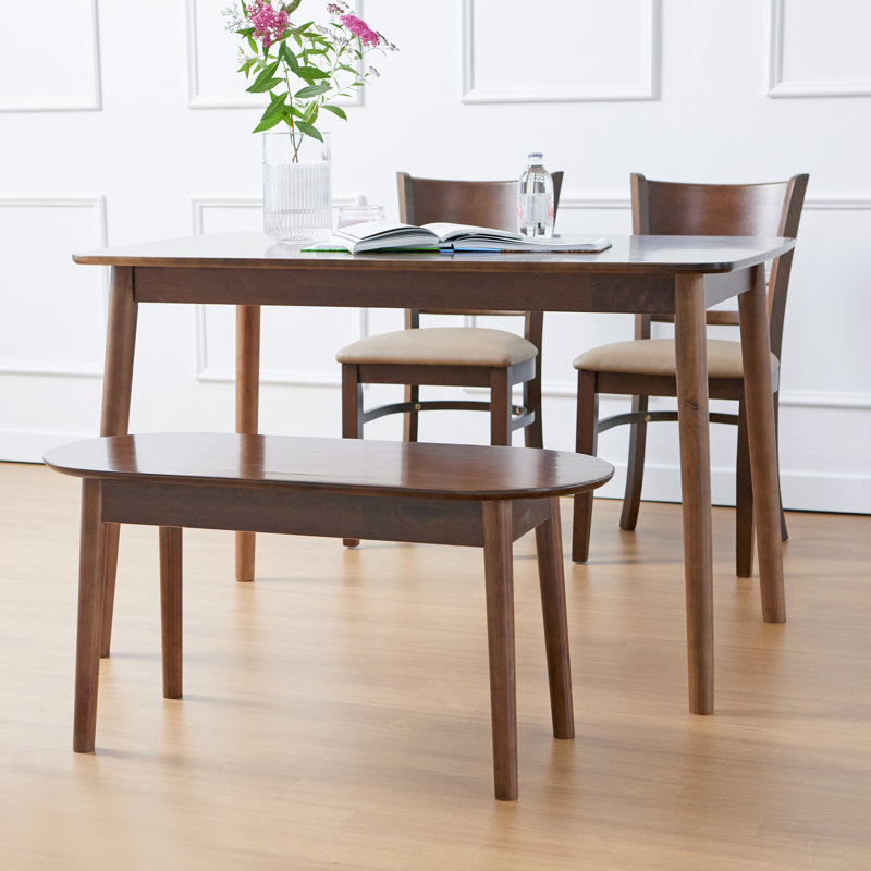 Rowley 4 - Person Rubberwood Solid Wood Dining Set, Walnut