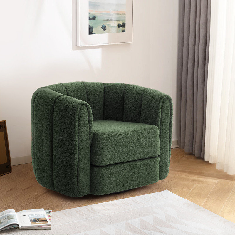 Fauteuil d'appoint pivotant pour le salon, fauteuils avec base en bois et fauteuil d'appoint pivotant confortable pour le salon