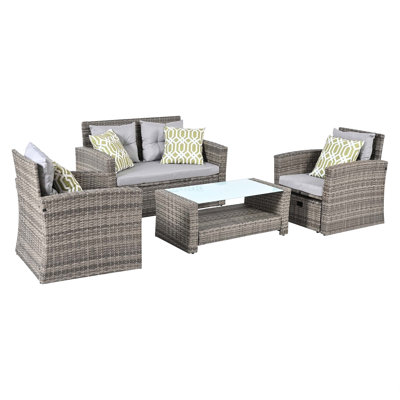 Patio Furniture, Outdoor Furniture, Seasonal Pe Wicker Furniture, with Tempered Glass Coffee Table