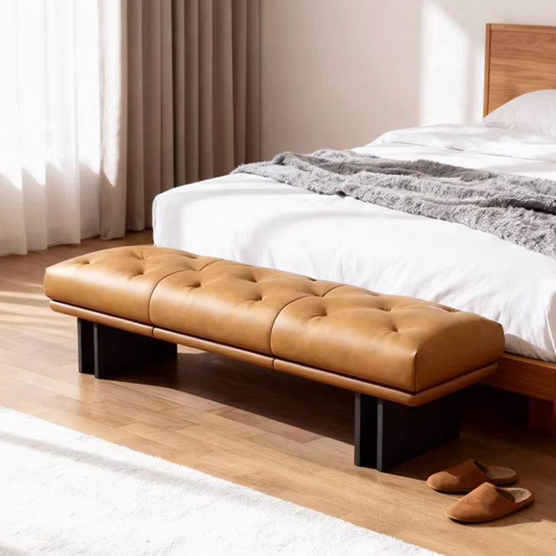 Banc rembourré en bois massif orange, Orange