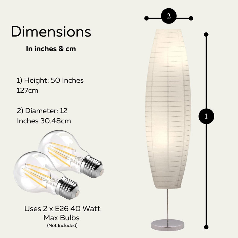 Lampe sur pied à changement de couleur 50 po avec deux ampoules à DEL RVB et télécommande Ginerva