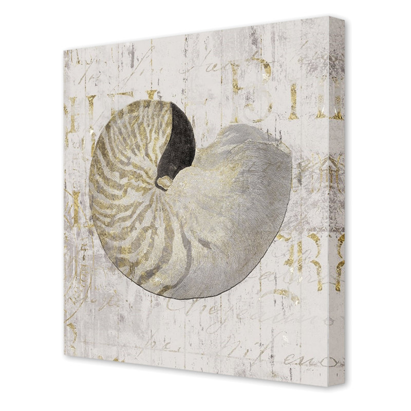 Golden Vintage Shell II, estampe numérique sur toile tendue avec châssis
