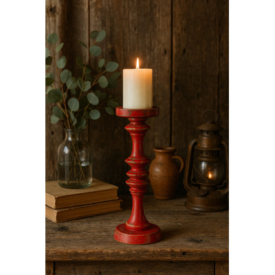 Baluster Pillar Candle Stand -Medium -Red