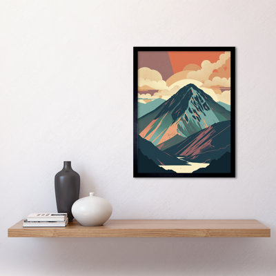 Mountain Hill Sunrise Boho Landscape - Single Picture Frame Print