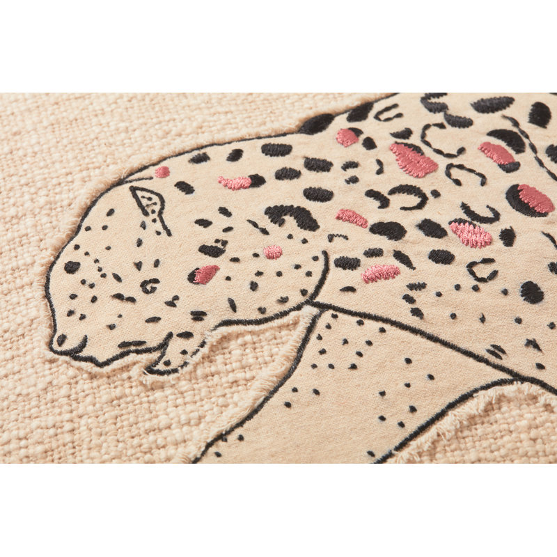 Appliqued Cotton Throw Pillow, No Fill