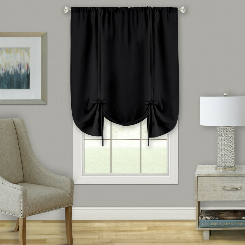 Clarisa Tie-Up Window Valance, Black