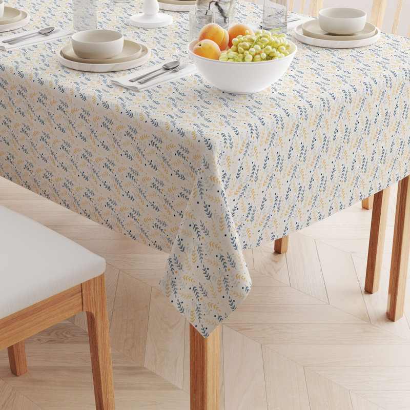Rectangular Floral Cotton Twill Tablecloth