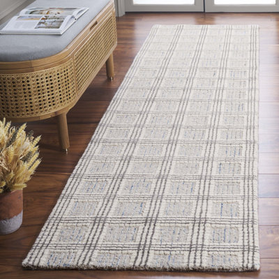 Stepanian Ebony Hand Tufted Wool Pile Plaid Rug