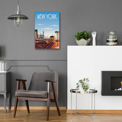  «New York City» par Omar Escalante, art mural en verre acrylique, 16 po x 24 po