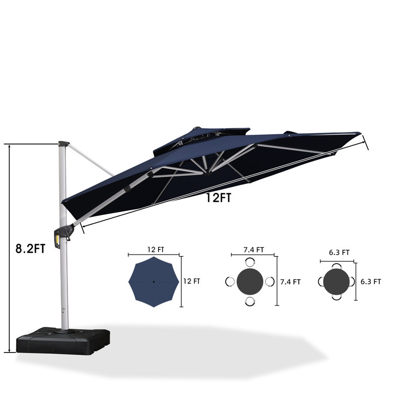 Parasol en porte-à-faux 12 pi, Bleu marine