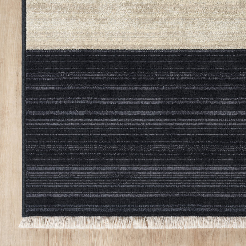 Abani Rugs Austin AUS110A Modern Black Ivory Navy Block Checkered Contemporary Runner Rug, Rectangle 2'6" x 6'5"