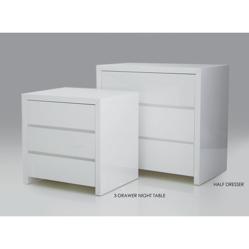 Commode anglaise 3 tiroirs Blanche, Blanc