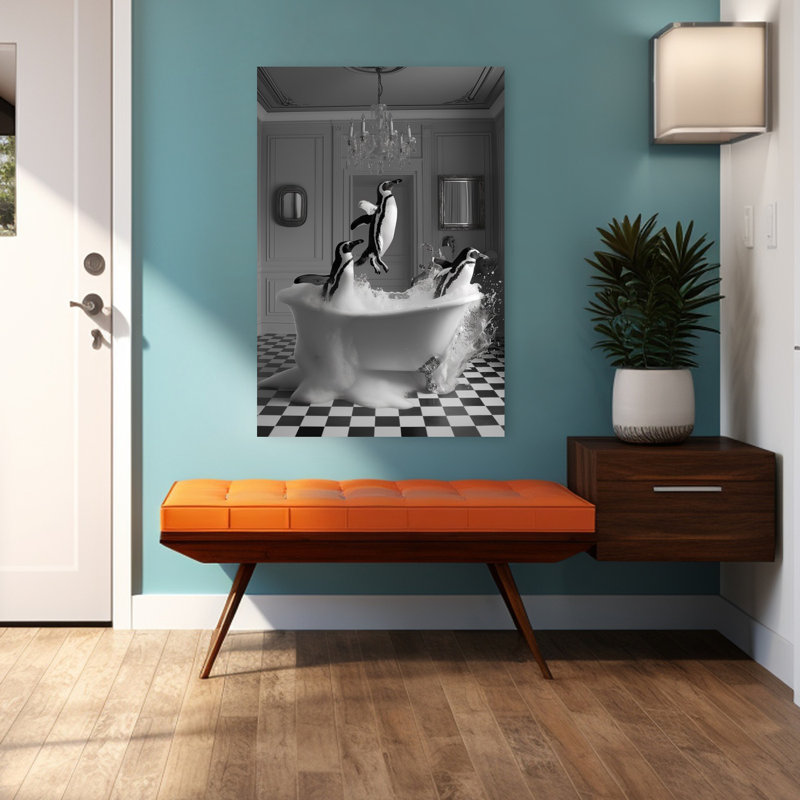 Art contemporain Art contemporain pingouin, H 48 po x l 32 po
