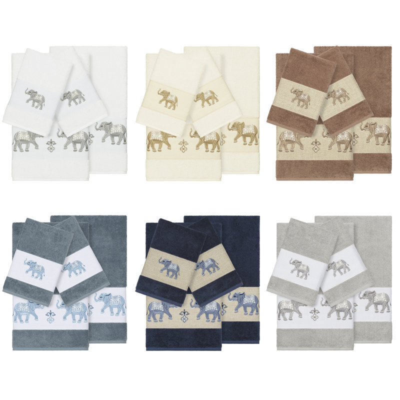 Ensemble de serviettes en coton turc 4 pièces Quinn, Gris clair, 4 Piece Towel Set